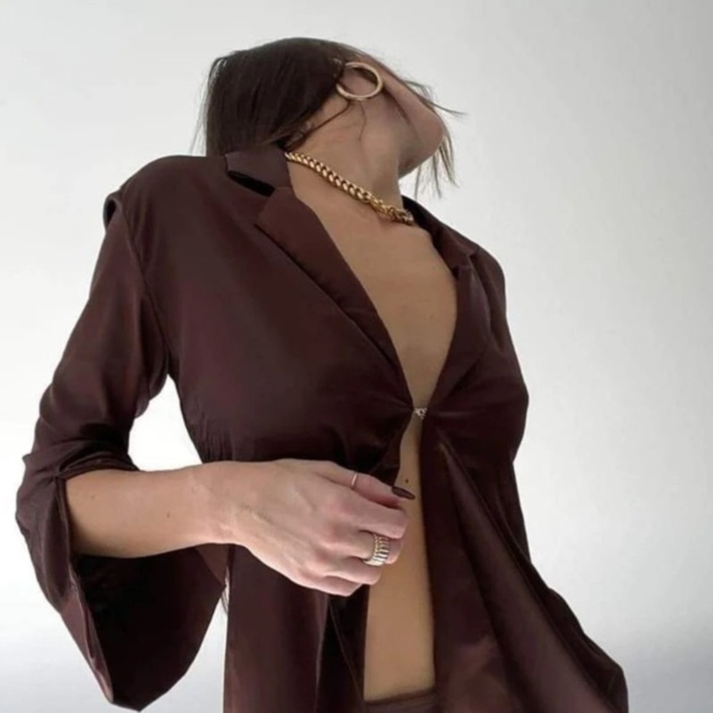 RUMOURS silk skirt shirt set